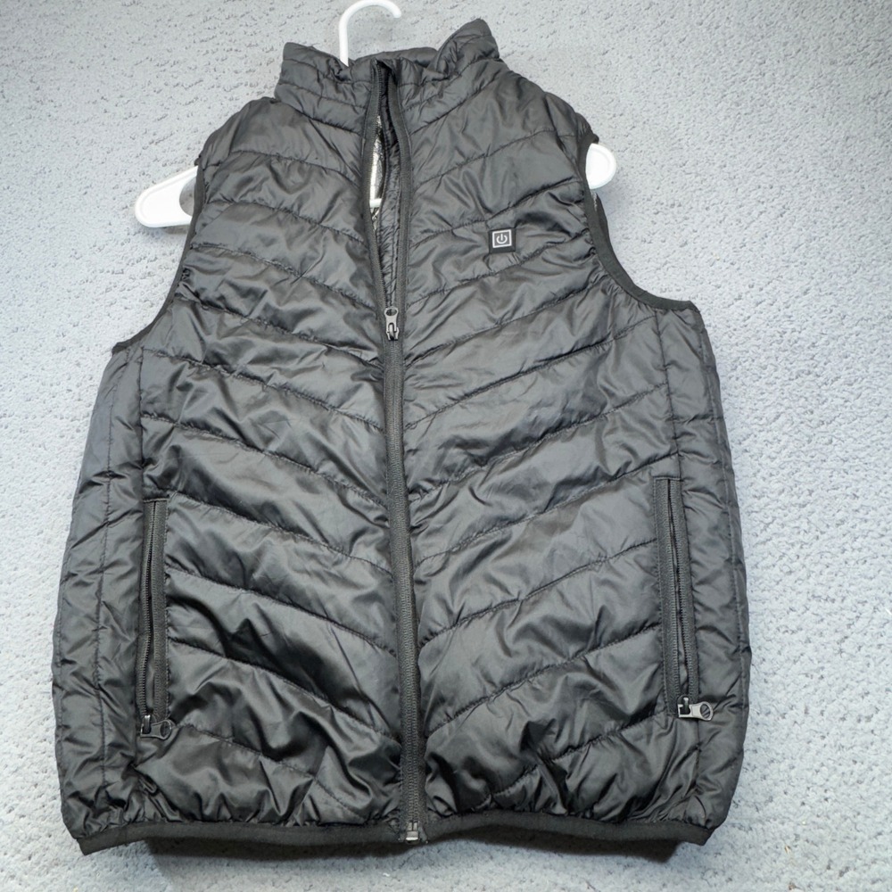 Heated Puffer Vest Mens Small Black USB Electric Winter Outdoor Packable